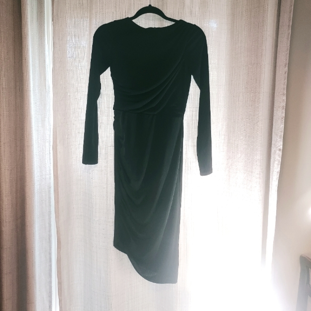 Black party dress with ruching